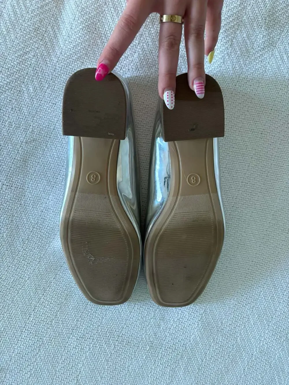 A New Day Silver Metallic Bow Ballet Flats